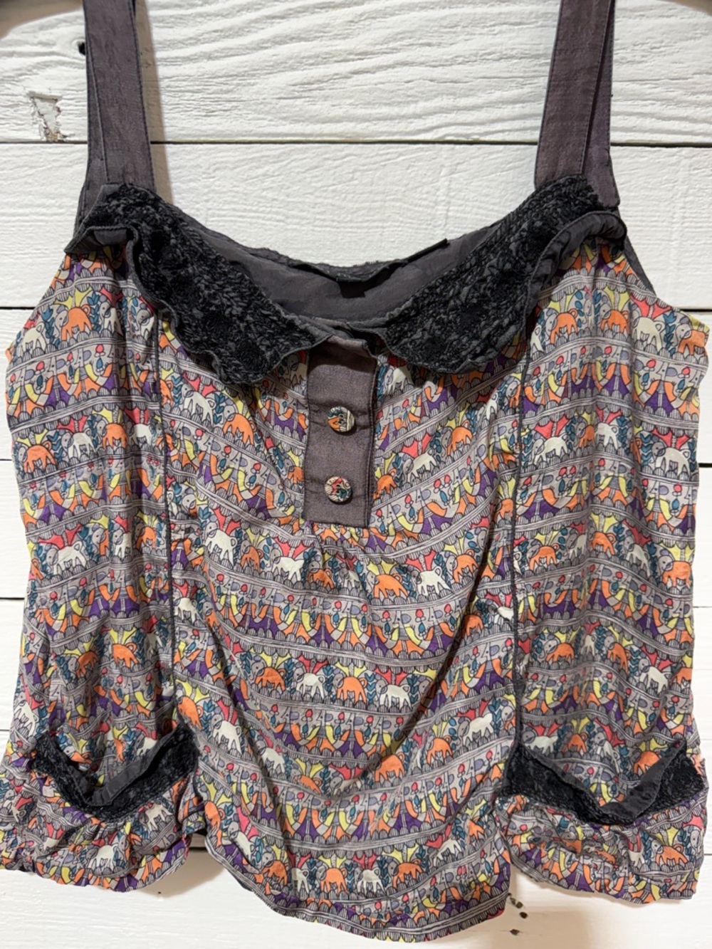 Printed Elephant-Pattern Lace-Trim Camisole in Multicolor - Picture 3 of 4